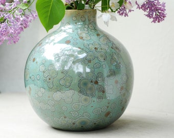 Decorative vase, ceramic vase for flowers, crystalline pottery, artistic ceramic, best Christmas gift, gift for sister.