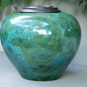 Companion urn, double urn for human ashes, crystalline pottery, ready to ship, funeral urn.