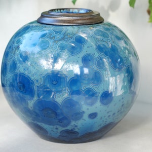 Extra Large cremation urn, full size urn for human ashes, crystalline pottery, memorial urn, ready to ship, burial urn, funeral urn.