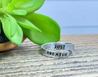 Just Breathe Ring - Dainty Ring - Relaxation Ring - Wrap Ring - Gift for Her - Breathe Wrap Ring - Aluminum 1/8" Wrap Ring - Minimalist Ring