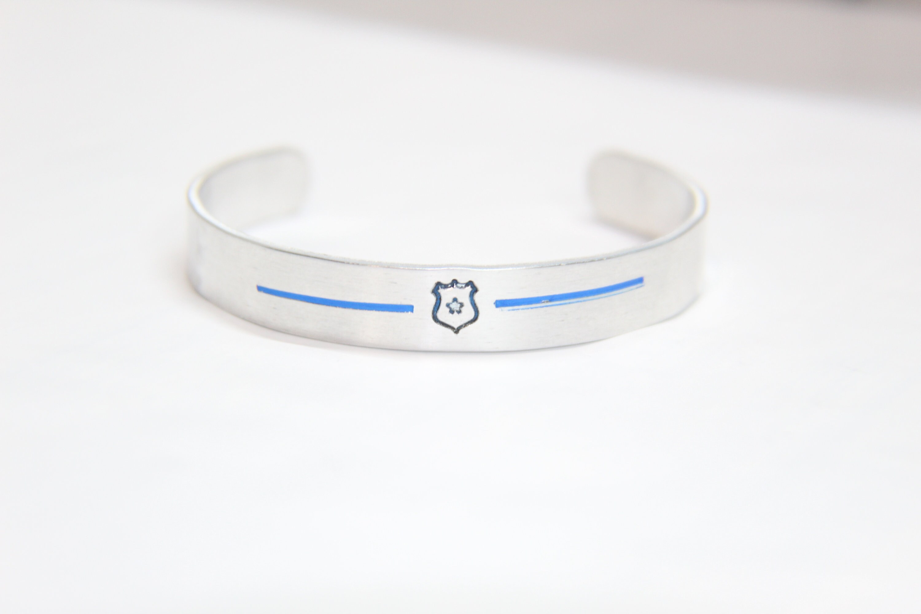 Personalized Thin Blue line Bracelet Custom Badge Number Etsy