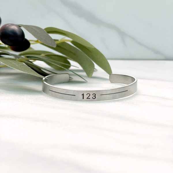 Thin Grey line Bracelet - Custom Badge Number Cuff - Personalized Corrections Bracelet - Thin Grey Line - Custom Thin Grey line Bracelet