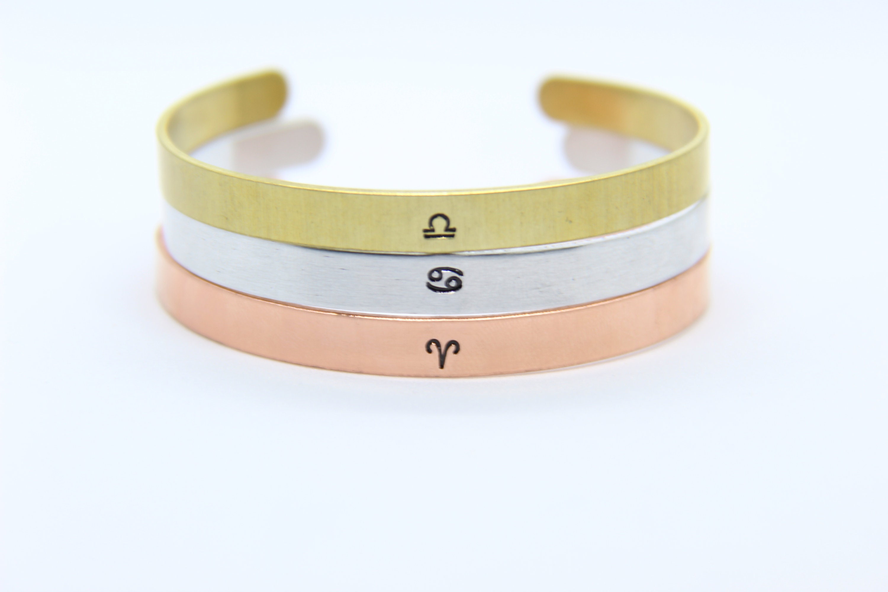 Hand Stamped Zodiac Bracelet Horoscope Bracelet Astrology Etsy