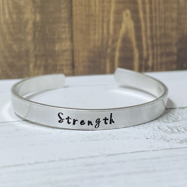 Strength Bracelet, Word of the year, Strength Word Bracelet, Inspirational Bracelet, Hand stamped Bracelet