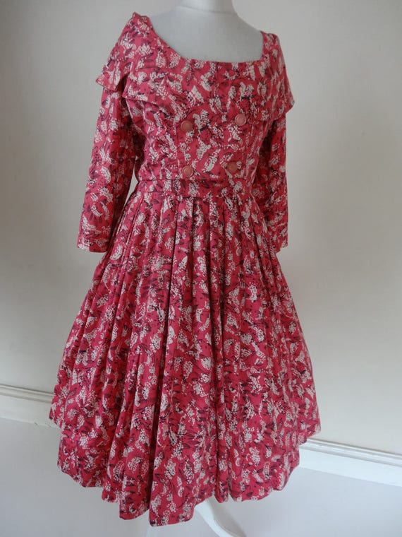 RESERVED. 50's Dress. Raspberries and Cream. - image 4