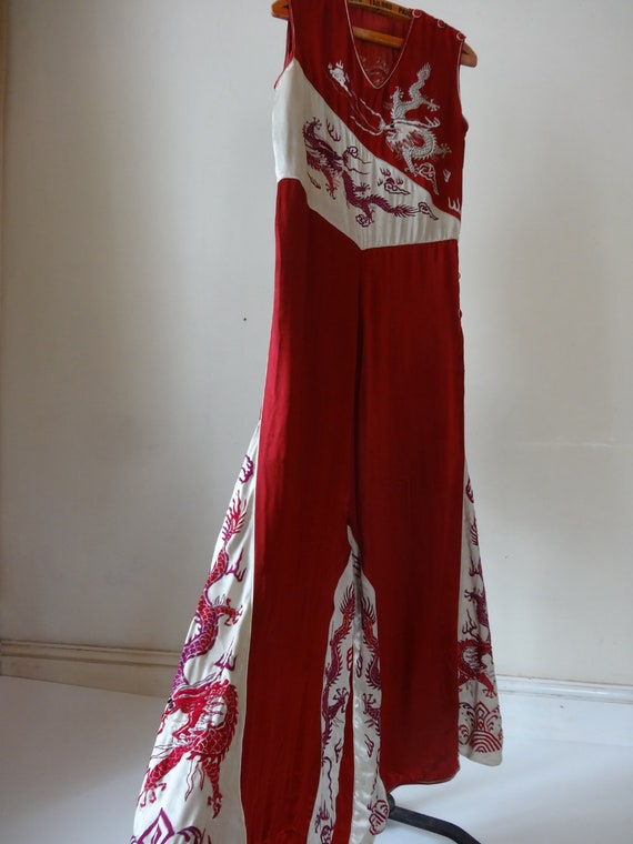 20's Beach Pyjama Palazzos. Fire Dragon.