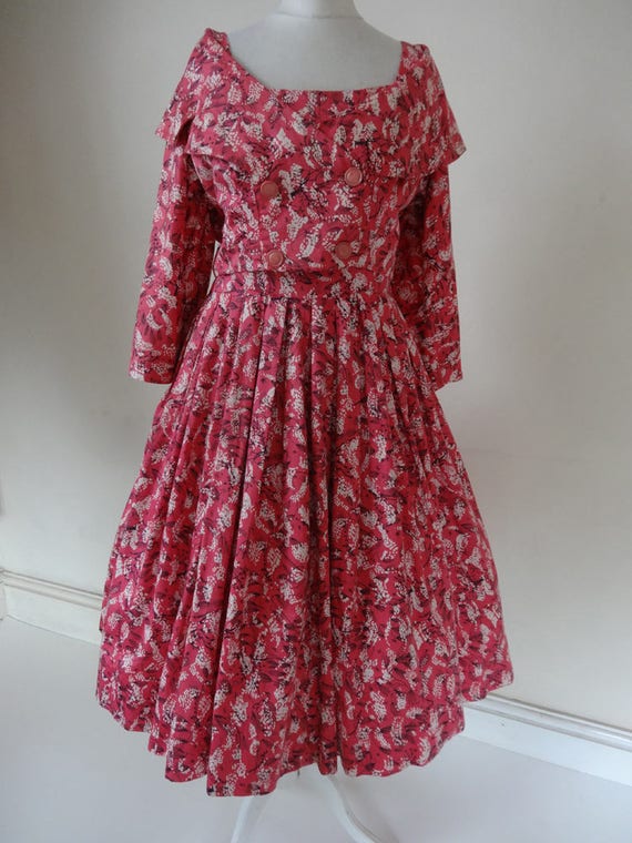 RESERVED. 50's Dress. Raspberries and Cream. - image 1