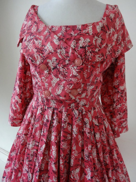 RESERVED. 50's Dress. Raspberries and Cream. - image 3