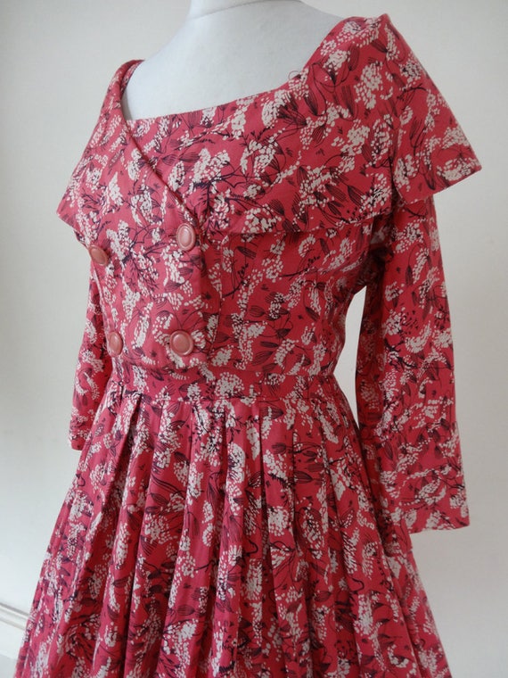 RESERVED. 50's Dress. Raspberries and Cream. - image 8