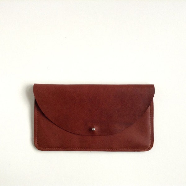 SECONDS SALE! Wallet No.3 Brown leather wallet. Vegetable tanned minimalist wallet / small clutch in deep cognac brown by halfmoon