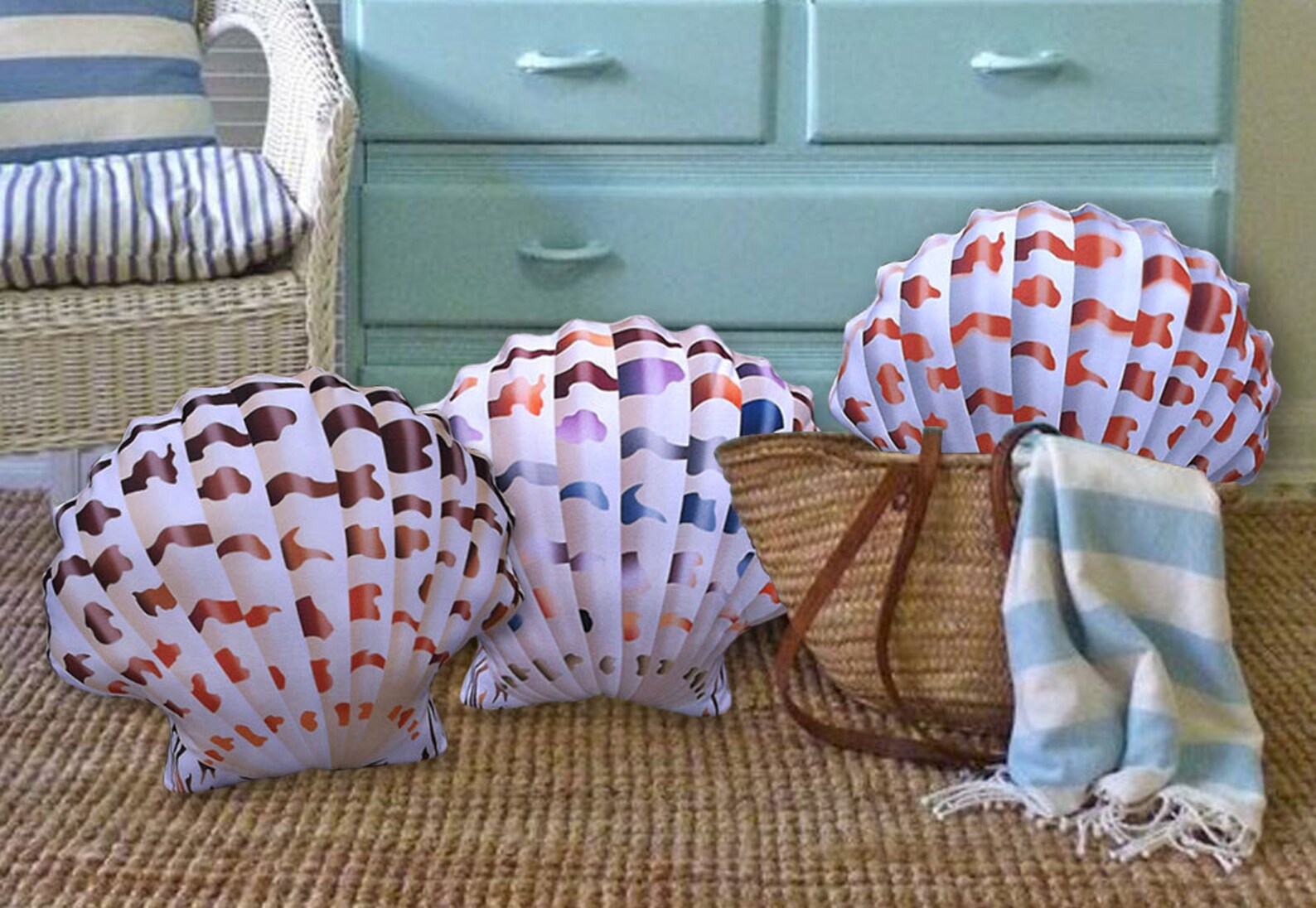 Shell Pillow Nautical Pillow Sea Shell Beach Pillow Etsy