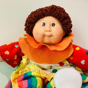 1986年 キャベッジ・パッチ・サーカス ピエロ人形 茶色の髪、毛糸の髪、えくぼ