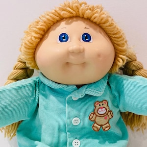 1985 Cabbage Patch Doll, Blonde Yarn Hair, Blue Eyes, Original Clothes