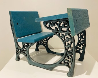 Escritorio para muñecas de hierro fundido y madera, muebles ornamentados para muñecas