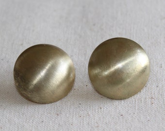 Vintage Gold Tone Brushed Metal Clip On Earrings