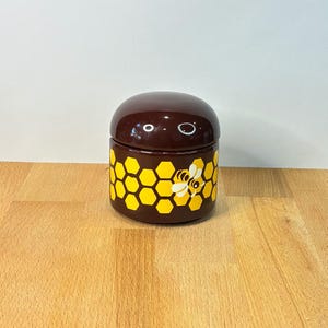 Vintage 1970s Wächtersbach Honey Pot..Beehive Ceramic Storage Jar...German Jam Jar...Retro Kitchenware...Been Honeycomb Brown Glazed Jar