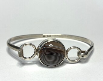 Bracelet Ethnique Vintage En Argent Et Os De Bovin - Bijou Occasion Bohème