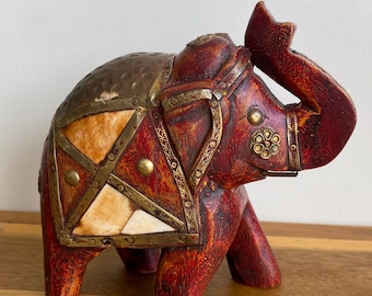 ムガル時代の手描きの象の像、インドの手工芸品、芸術愛好家への贈り物