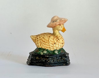 Vintage Gusseisen Ente Türstopper ... Ente mit Hut ... Gans Wohnkultur ... Landhaus Wohnkultur