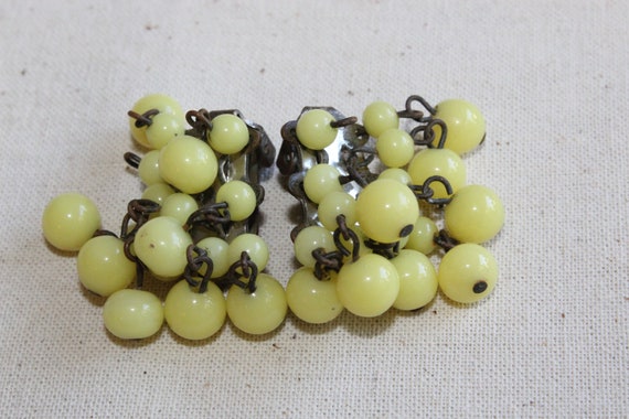 Vintage Yellow Glass Bead Cluster Waterfall Dangle