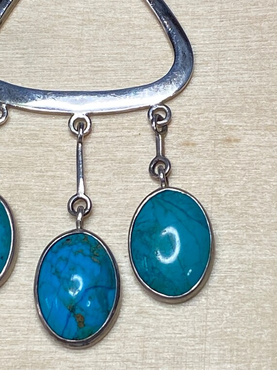 Sterling Silver Multi Turquoise Oval Stone Drop P… - image 5