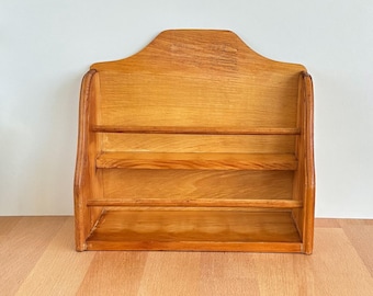 Vintage Wood Two-Tiered Counter Shelf...Spice Rack...Kitchen Storage...Bench Storage...Scalloped Edging...Retro Storage...Office Organiser