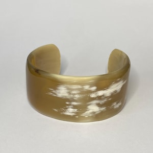 Vintage Buffalo Horn Cuff Bracelet: Polished Wide Bangle