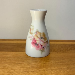 Vintage Furstenberg Bud Vase...Signed Rose Motif Vase...Small Home Decor Vase...German Porcelain Bud Vase...Home Decor...Cottage Home Accent