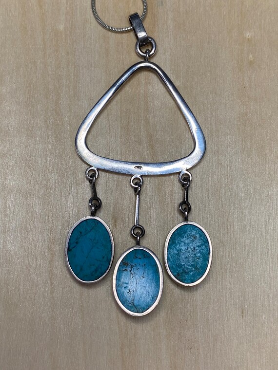 Sterling Silver Multi Turquoise Oval Stone Drop P… - image 8