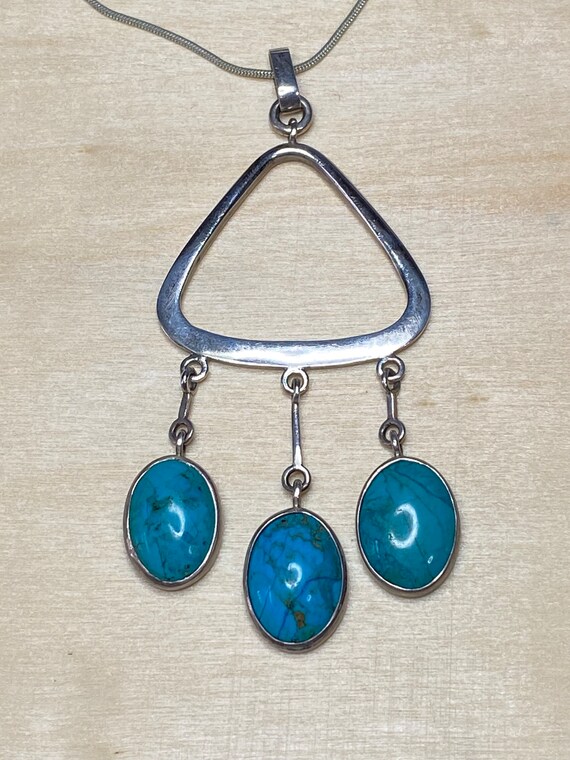 Sterling Silver Multi Turquoise Oval Stone Drop P… - image 7