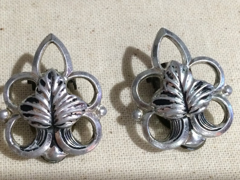 Vintage Eloxal Silver Arrow Emblem Clip On Earrings image 1