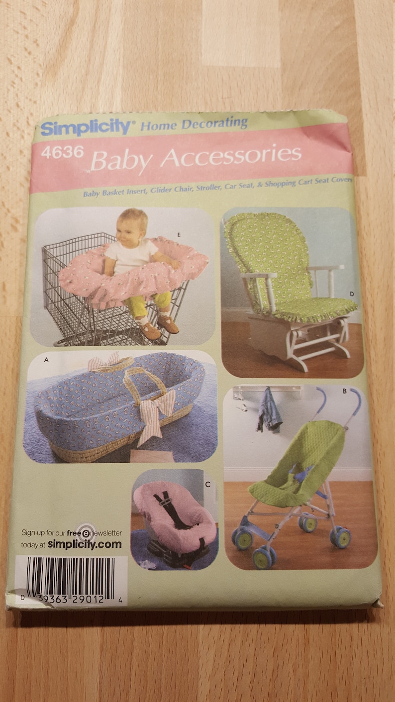 Simplicity 4636 Baby Accessories Basket Car Seat Cover Umbrella Stoller Cover and Glider presented by Donellensvintage