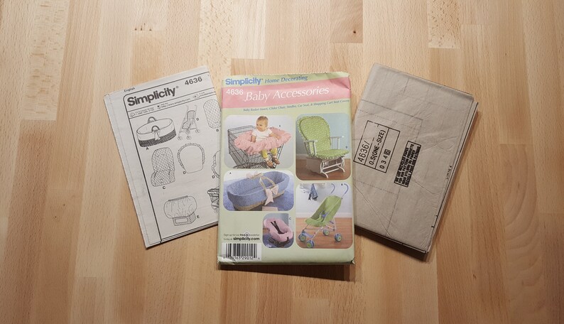 Simplicity 4636 Baby Accessories Basket Car Seat Cover Umbrella Stoller Cover and Glider presented by Donellensvintage