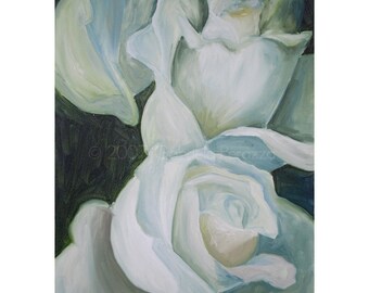 White Roses Digital Print of Original Oil Painting