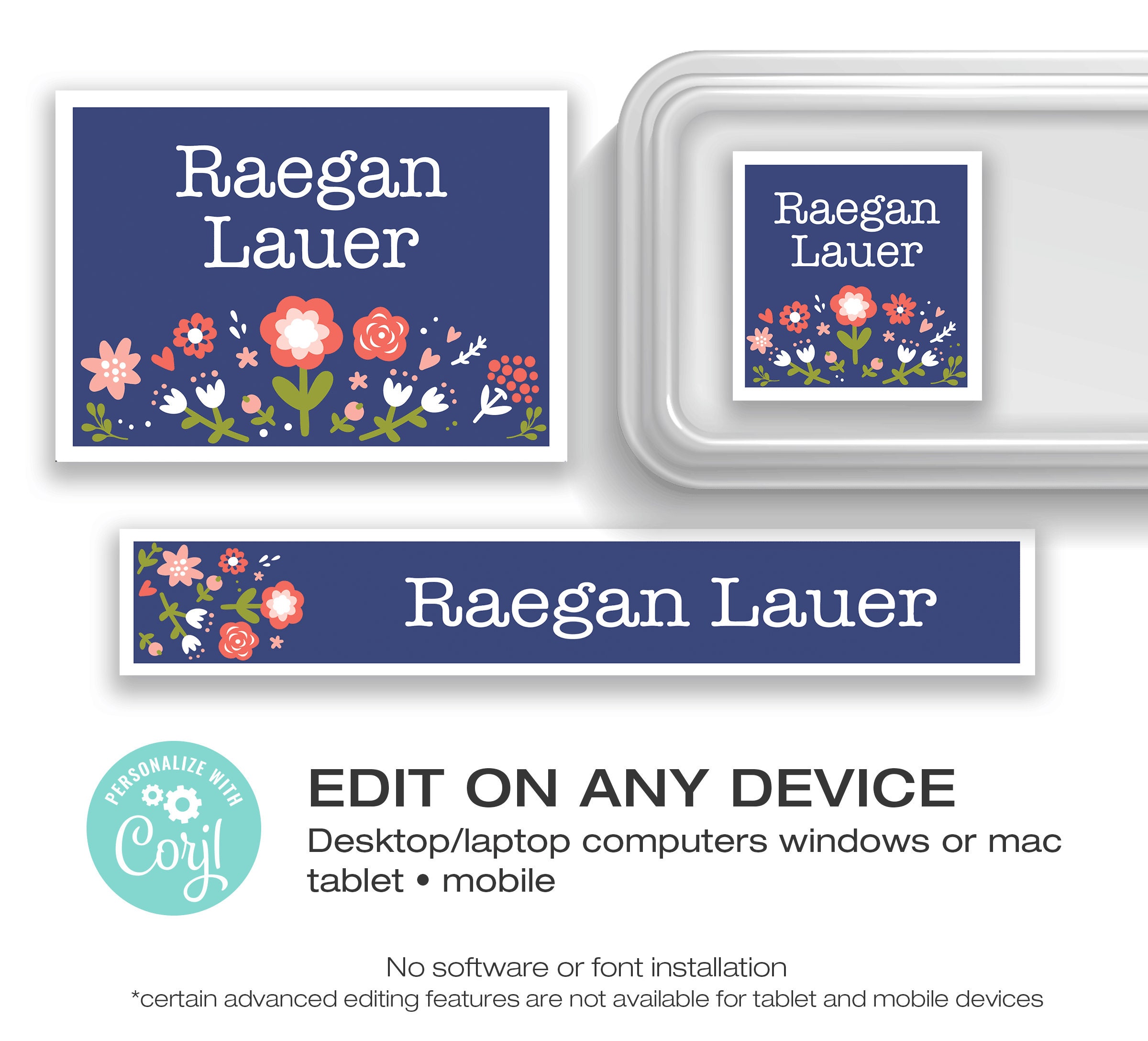 Back To School Name Label Set Printable School Supply Etsy