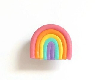 Rainbow Nursery Knob: Handmade Airdry Clay Drawer Pull
