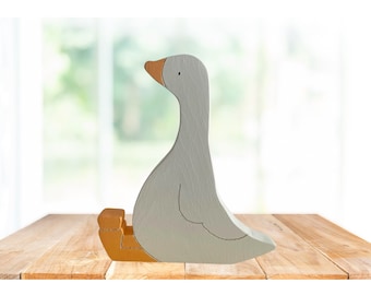 White Goose, Goose Shelf Decor, Wooden Goose, Goose Shelf Sitter, Baby Shower Gift, Tiered Tray, Baby Shower Gift