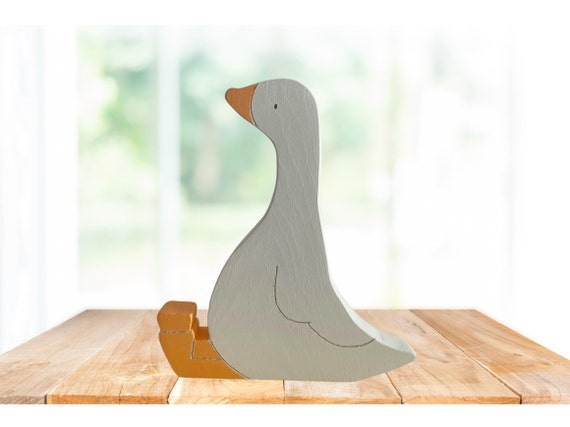 White Goose, Goose Shelf Decor, Wooden Goose, Goose Shelf Sitter, Baby Shower Gift, Tiered Tray, Baby Shower Gift