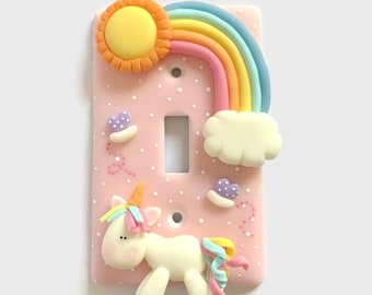 Handcrafted Unicorn Switch Plate Cover: Cold Porcelain Decor
