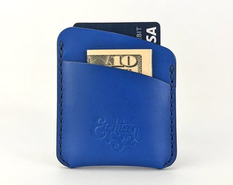 504 Handmade Leather Wallet - Blue/Blue
