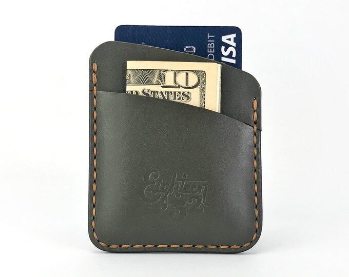 504 Handmade Leather Wallet - Green/Tan
