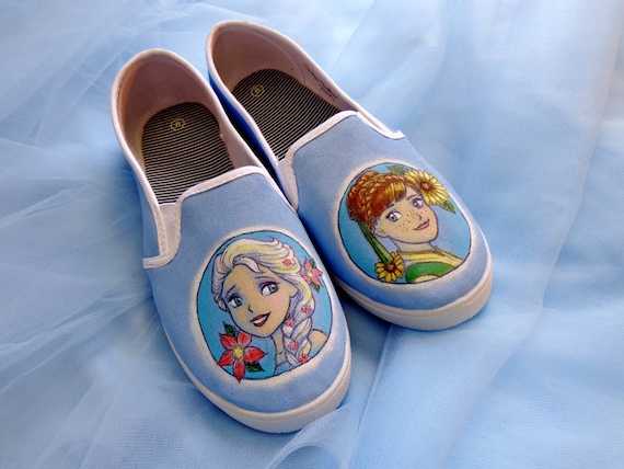 Disney Frozen Fever Elsa Anna Fan Art Painted Custom Shoes - Etsy
