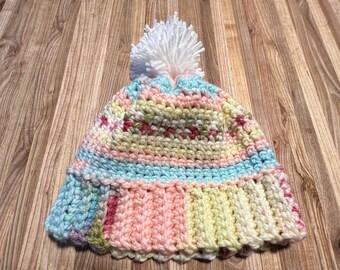 Gorro de invierno para niñas. Tamaño y color personalizados con o sin pompón.