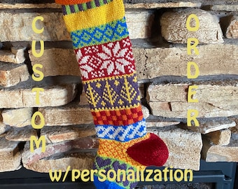 FOR CHRISTMAS 2024, Personalized Knit Christmas Stocking, Knit Christmas Stocking, Personalized Christmas Stockings, Knit Christmas Stocking