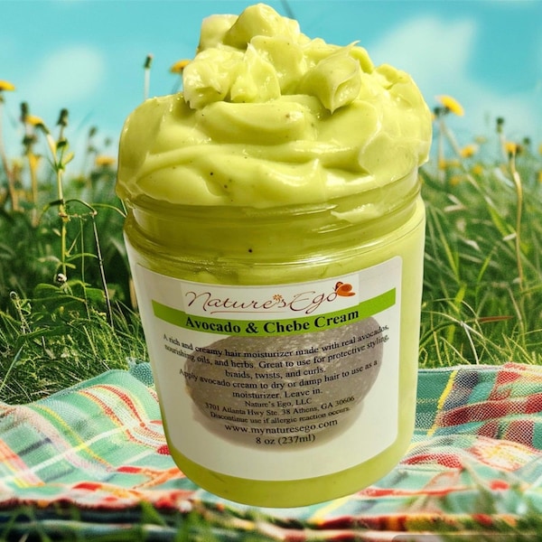 Avocado Hair Cream (chebe, amla, neem, cassia, horsetail root, shea butter, hempseed oil, hair butter, hair cream, sealant, moisturizer)