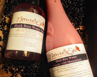 Fermented Black Rice Water Spray/Black Rice Water Liquid + Oil Moisturizer (all hair types, natural hair, locs, processed hair)