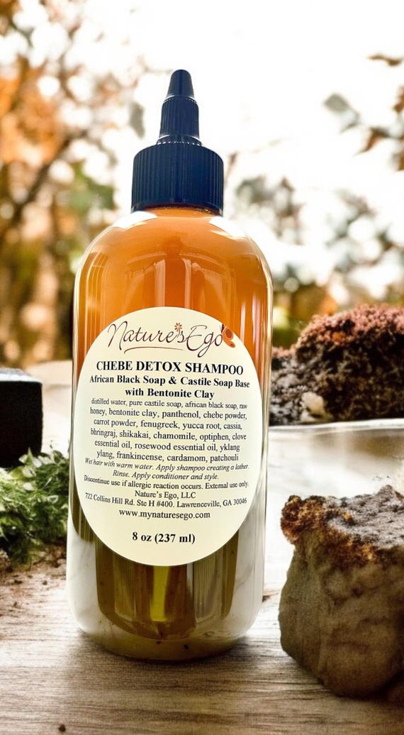 Chebe Detox Shampoo (stimulating, all hair types, ayurvedic, low/high porosity,  bentonite, chad, black soap)