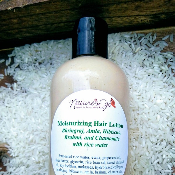 Moisturizing Hair Lotion Bhringraj, Amla, Hibiscus, Brahmi, Chamomile with Rice Water