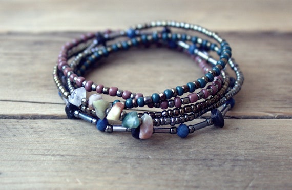 Crystal bracelet elastic bracelet daisy bracelet czech crystal bracelet blue and brown bracelet