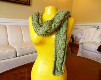Sage Green Cable Scarf